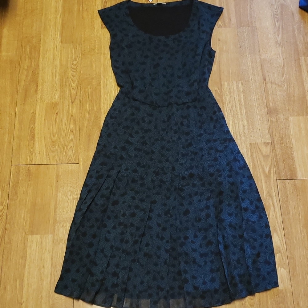 NWT Halogen teal/black pleated dress 0
